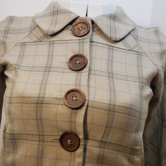 M Designer Zinc Blazer Plaid Jacket Great - Picture 3 of 10